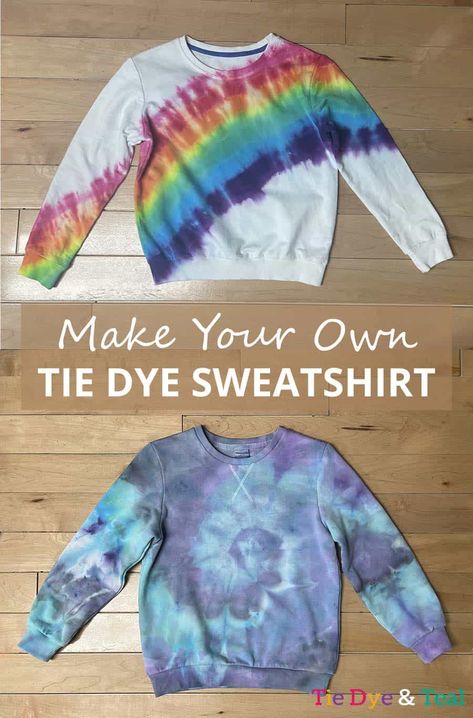 Tie Dye Patterns Sweatshirt, Tie Dye Sweatshirt Patterns, Tie Dye Hoodie Diy, Tie Dye Color Combinations, Simple Tie Dye Patterns, Easy Diy Tie Dye, Cool Tie Dye Patterns, Tie Dye Instructions, Bleach Shirt Diy