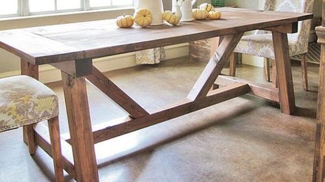 Truss Beam Table, Farmhouse Furniture Plans, Beam Table, Dining Table Plans, Diy Projects Plans, Woodworking Plans Pdf, Diy Dining Table, Anna White, Farmhouse Dining Table