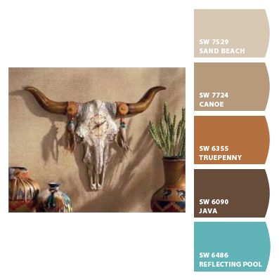 Western Paint Colors, Southwest Colors, Native American Decor, Western Bedroom, Animal Skull, Into The West, Paint Color Schemes, Southwest Decor, Southwest Design