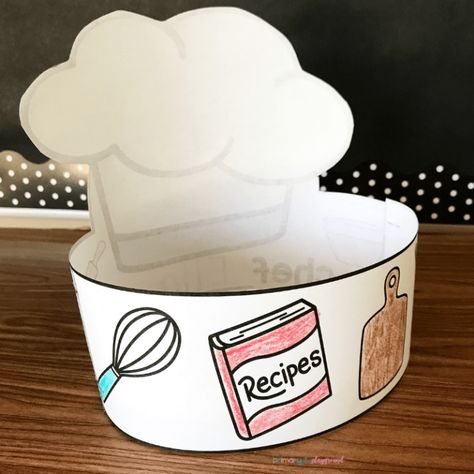 Free Printable Chef Hat - Primary Playground Chef Hat Craft Preschool, Chef Crafts For Preschool, Chef Week For Preschool, Chef Hat Printable Free, Chef Hat Template Free Printable, Baking Crafts For Kids, Bread Crafts For Kids, Chef Crafts Preschool, Chef Hat Printable