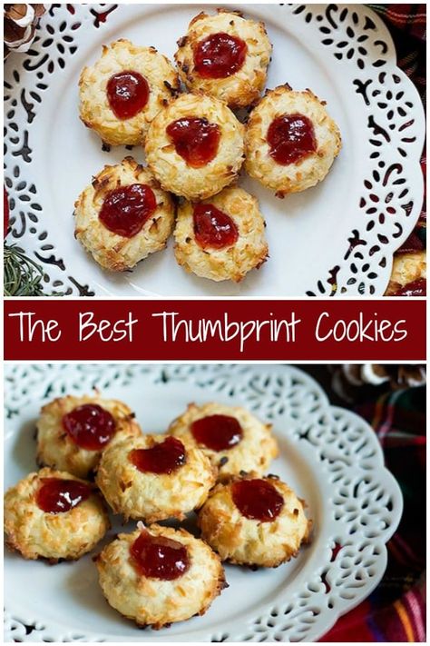 Coconut Thumbprint Cookies, Delicate Cookies, Thumbprint Cookies With Icing, Best Thumbprint Cookies, Thumbprint Cookies Easy, Raspberry Thumbprint Cookies, Jam Thumbprint Cookies, Jelly Cookies, Thumbprint Cookies Recipe