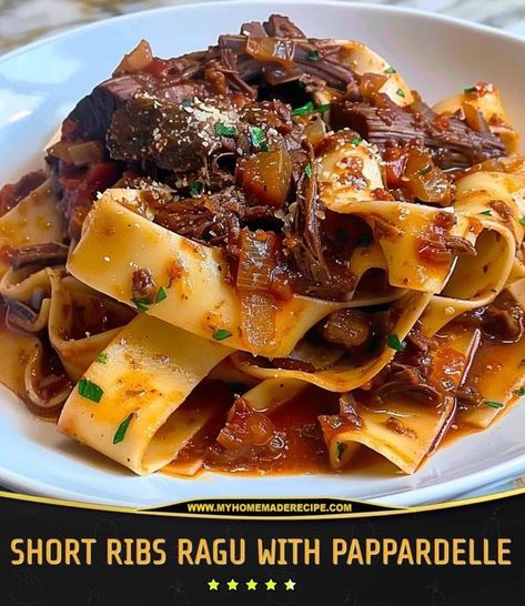 Antonia Lofaso | Short Ribs Ragu With Pappardelle 🇮🇹😍😋 | Facebook Short Ribs Ragu, Slow Cook Short Ribs, Ragu With Pappardelle, Beef Main Course, Lamb Dishes, Beef Short Ribs, Family Cookbook, Beef Recipes Easy, Family Kitchen