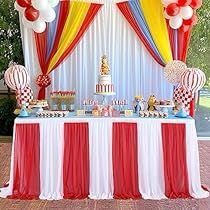 Carnival Party Decorations, Circus Party Decorations, Birthday Carnival, Table Skirts, Carnival Decorations, Circus Decorations, Carnival Circus, Circus Theme Party, Carnival Themed Party