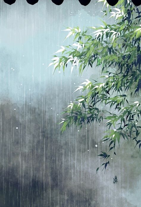 Rain Falling, I Love Rain, Arte Peculiar, Watercolor Landscape Paintings, Rain Photography, Environment Concept Art, Anime Scenery Wallpaper, Chinese Painting, Fantasy Landscape