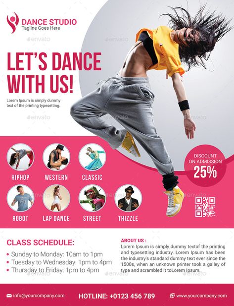 Dance Studio Flyer | Elite Designer Poster Tarian, Dance Poster Design, Class Schedule Template, Home Dance Studio, 1million Dance Studio, Dance Logo, Dance Workshop, Fitness Flyer, Class Poster