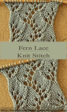 Knit Lace Pattern Stitches, Lace Yarn Knitting Patterns, Fern Lace Knitting Pattern, Lace Knitting Free Patterns, Knit Lace Scarf Patterns Free, Lace Pattern Knitting Charts, Fun Knitting Stitches, Lace Knit Patterns Free, Knitting Stitch Chart