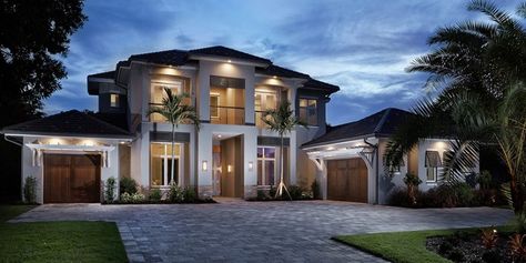 South Florida Designs – Riviera (G2-4738-S) Florida House Plans, Mediterranean Style Homes, Open Space Living, Mediterranean Home, Mediterranean Homes, Dream House Exterior, House Architecture Design, Dream House Plans, Design Living Room