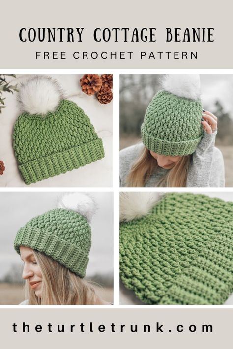 The Country Cottage Beanie is a quick and easy crochet beanie pattern! This crochet beanie is perfect for Fall and Winter and can be made any size! Follow along with the free crochet pattern or save this pin for later! Easy Crochet Hat Pattern Free, Fall Crochet Hats, Crochet Hats Free Pattern Ladies, Winter Hat Crochet Pattern, Crochet Cat Beanie, Easy Crochet Hat Patterns, Crochet Beanie Pattern Free, Cap Crochet, Crochet Adult Hat