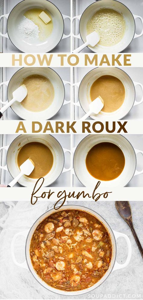 Roux Recipe Gumbo, Homemade Roux For Gumbo, Gumbo Roux Recipe New Orleans, How To Make A Roux For Gumbo, Seafood And Chicken Gumbo, Dark Roux Gumbo Recipe, Oven Roux Recipe, Dark Roux Recipe, Gumbo Roux Easy