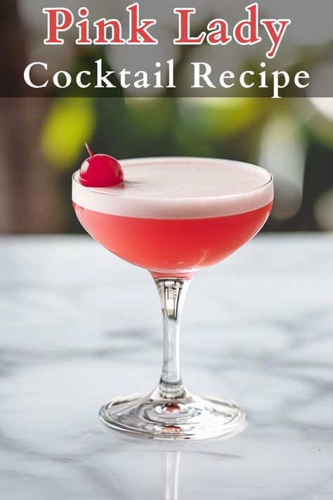 Step into a world of timeless elegance with the Pink Lady cocktail, a delightful concoction that’s as sophisticated as it is visually appealing. This classic drink combines the smoothness of gin with the tartness of applejack, sweetened by a touch of grenadine for a blush hue. Pink Lady Cocktail, Most Popular Cocktails, Cocktail Recipes Easy, Long Drink, Easy Cocktails, Pink Lady, Recipes For Beginners, Classic Cocktails, Cocktail Recipe