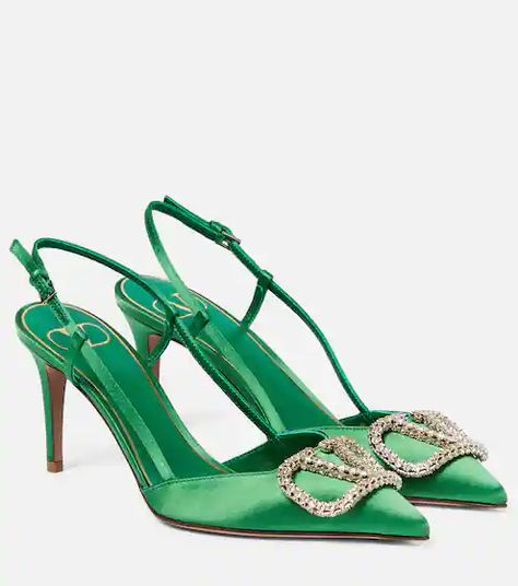 Valentino Garavani for Women | Mytheresa Valentino Heels, Green Pumps, Valentino Garavani Shoes, Crystal Heels, Wedge Espadrilles, Leather Platform Sandals, Valentino Rockstud, Patent Leather Pumps, Studded Leather