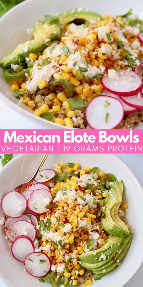 Elote Bowl, Easy Dinner Recipes Vegetarian, Elote In A Cup, Mexican Corn Side Dish, Starvin Marvin, Mexican Elote, Gluten Free Bowl, Fresh Corn Recipes, Corn Side