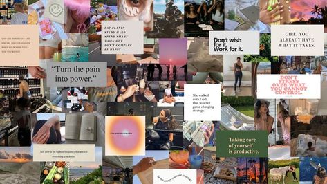 Vision Board Collage, Board Wallpaper, Girly Wallpaper, Wallpaper Macbook, Wallpaper Notebook, Vision Board Wallpaper, Laptop Wallpaper Desktop Wallpapers, Vision Board Pictures, Laptop Backgrounds