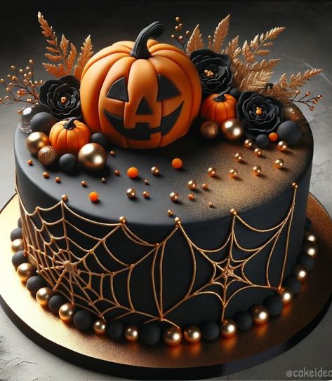 Cake That Looks Like A Pumpkin, Halloween Theme Cakes Ideas, Pretty Halloween Cakes, Halloween Wedding Cake Ideas, Halloween Cake Decorations Ideas, Fall Cakes Ideas, Spooky Cake Ideas, Halloween Tårta, Decorating Cake Ideas