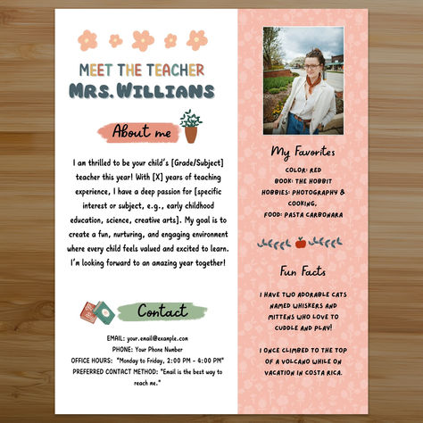 Welcome parents and students with this thoughtfully designed Meet the Teacher Letter to Parents template. Perfect for introducing yourself as an educator, this template features a warm, pastel-colored design that’s sure to make a great first impression. This Teacher Introduction template is editable in Canva, allowing you to personalize the text and certain background elements while maintaining the integrity of the design Teacher Letter To Parents, Introduction Letter To Parents, Teacher Welcome Letters, Canva Newsletter, Introduction Template, Meet The Teacher Letter, Teacher Introduction Letter, Teacher Introduction Letters, Teacher Introduction