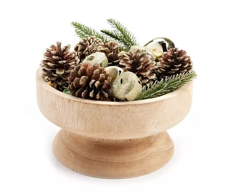 Winter Wonder Lane Bell, Pine & Pinecone Bowl Filler | Big Lots Scented Pine Cones Decor, Bowl Fillers Ideas Centerpieces, Decorative Bowl Filler Ideas, Bowl Centerpiece Ideas, Pinecone Bowl, Diy Bowl Fillers, Phoenix Christmas, Christmas Bowl Fillers, Dough Bowl Centerpiece