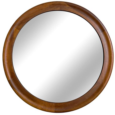 Round Wood Frame Mirror, Wood Round Mirror, Hanging Vanity, Round Wood Mirror, Round Wall Mirrors, Walnut Mirror, Mirror For Bathroom, Wood Grain Texture, Circular Mirror