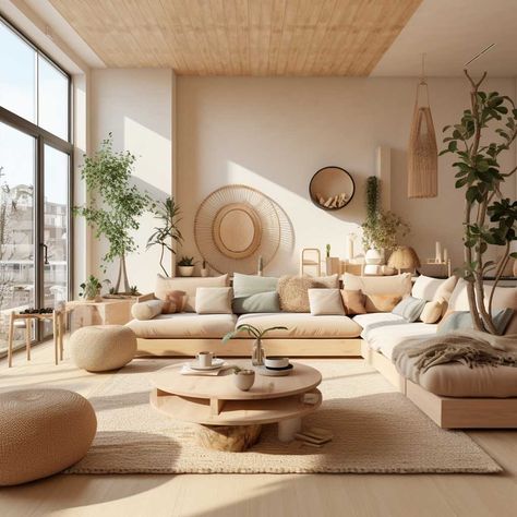 4+ Inspiring Ideas for Decorating a Japandi Style Living Room • 333+ Images • [ArtFacade] Japanese Boho Living Room, Japandi Sofa, Japandi Style Living Room, Luxurious Salon, Tattoo Modern, Boho Living Room Inspiration, Japanese Living Room, Japandi Living Room, Japandi Interiors