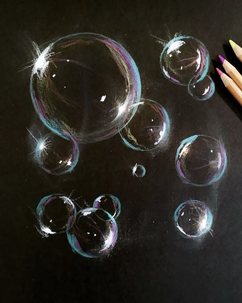 Bubble Drawing, Paper Sketch, Creative Bubble, Bubble Painting, Black Paper Drawing, Coloured Paper, 그림 낙서, Seni 2d, Bubble Art