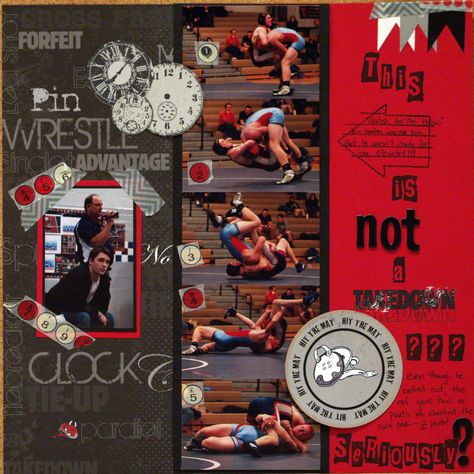 wrestling scrapbooking layouts | My Time To Play: Takedown? You Betcha! Scrapbooking Sports, Wrestling Team, Wrestling Mom, Scrapbook Book, Scrapbook Room, Portfolio Web Design, Middle Child, Senior Night, Playing Football