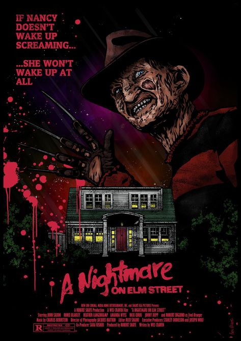 A Nightmare on Elm Street (1984) Nightmare On Elm Street Poster, Film Posters Illustration, Amanda Wyss, Horror Pics, Happy 68th Birthday, John Saxon, Posters Illustration, Street Poster, Robert Englund