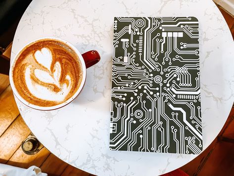 Computer Notebook Cover Design, Science Information, Softcover Notebook, Bullet Journal Art, Circuit Design, Lined Notebook, Notebook Design, Lined Page, Information Technology