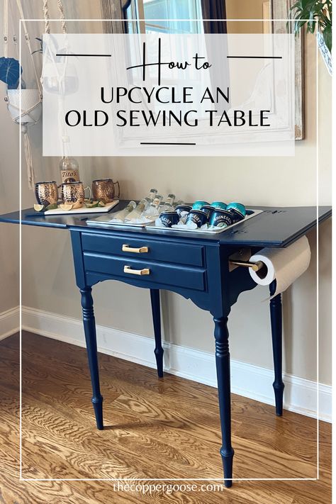 Recycled Sewing Machine Table, Sewing Machine Liquor Cabinet, Refurbished Sewing Table, Repurposed Sewing Table, Vintage Sewing Table Repurpose, Refurbished Sewing Machine Table, Sewing Machine Table Makeover, Upcycled Sewing Machine Table, Sewing Machine Bar Cart