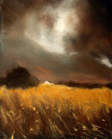 Barley Field, Golden Field, Irish Landscape, Wheat Field, Irish Art, Abstract Art Landscape, Abstract Landscape Painting, Pastel Painting, Pics Art