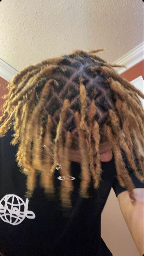 Dreads Blonde Tips, Strawberry Blonde Dreadlocks, Dread Colors, Dreads Men, Dreads Blonde, Dyed Dreads, Hair Twists Black, Dread Hairstyles For Men, Blonde Dreadlocks