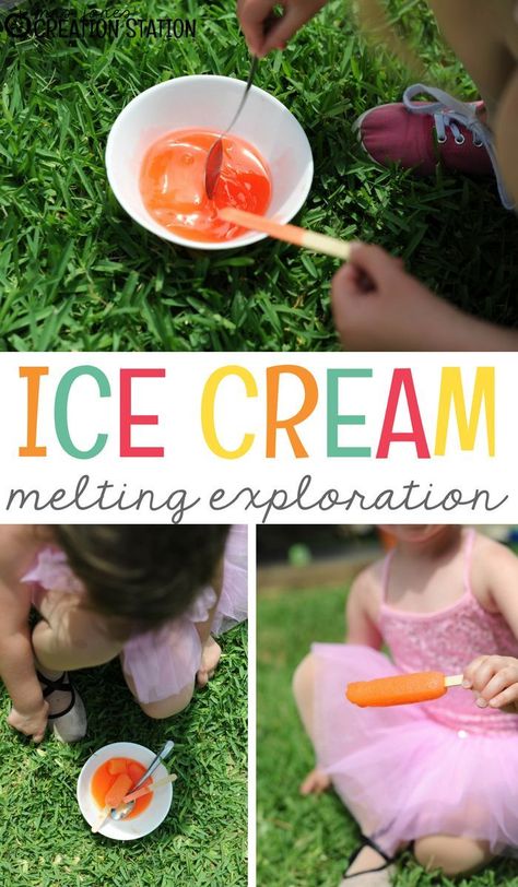 Learners practice recording steps in this summer-themed scientific read-aloud! Summer ice cream melting exploration for hands on learning with a free printable for children to record what they learned during the experiment. #summerscienceexperiment #summerexploration #icecreammeltingexplorationforkids Summer Science Activities, Summer Science Experiments, Free Educational Printables, Mrs Jones, Summer Science, Summer Preschool, Creation Station, Summer Ice Cream, Cold Treats