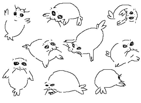 Cute Seals, Baby Seal, Silly Animals, Silly Pictures, 영감을 주는 캐릭터, Sketchbook Art Inspiration, Funky Art, Cute Doodles, 귀여운 동물