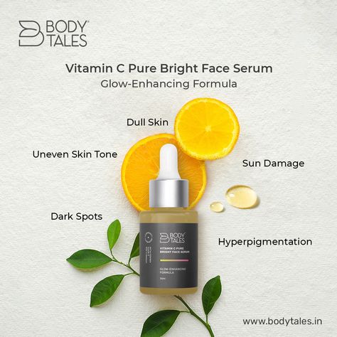 www.bodytales.in Vitamin C Serum Benefits, Diy Vitamin C Serum, Serum Benefits, Brightening Skincare, Vitamin C Face Serum, Wrinkle Free Skin, Best Vitamin C, Vitamin C Benefits, Serum For Face