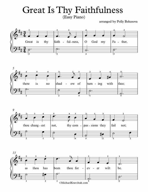 Free Piano Arrangement Sheet Music – Great Is Thy Faithfulness Easy Gospel Piano Sheet Music, Easy Christian Piano Songs, Free Piano Sheet Music Printables Easy, Free Piano Sheet Music Printables, Great Is Thy Faithfulness Hymn, Piano Theory, Violin Notes, Jazz Chords, Homeschool Electives