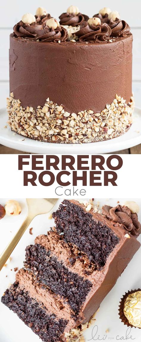 Rocher Torte, Rocher Cake, Ferrero Rocher Cake, Chocolate Hazelnut Cake, Nutella Buttercream, Cake Form, Hazelnut Cake, Light Cakes, Cake Layers