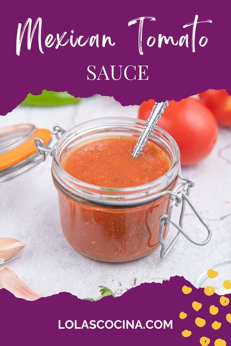 Mexican tomato sauce (salsa casera de tomate) is made with tomatoes, onion, garlic, and salt. It’s a versatile sauce used to make Mexican red rice, soups, and stews. Spanish Tomato Sauce, Mexican Tomato Sauce, Mexican Red Rice, Rice Soups, Arugula Salad Recipes, Mexican Sauce, Fried Tomatoes, Salsa Sauce, Homemade Mexican