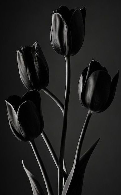 Flowers Black Background Photography, Black Tulips Wallpaper, Black Tulips Aesthetic, Tulip Photography, Funny Lock Screen Wallpaper, Flowers Black Background, Wallpaper Stores, Tulip Painting, Black Background Photography