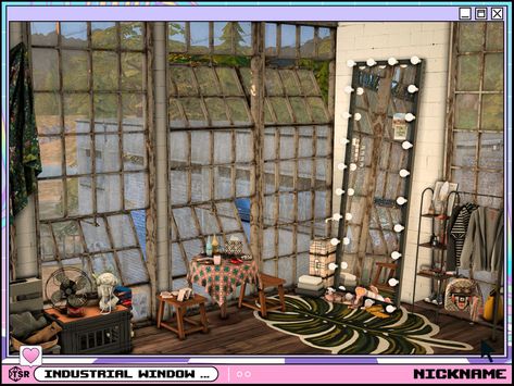 Sims 4 Industrial Windows, Sims 4 Cc Industrial Windows, Ts4 Build Cc Windows, Sims 4 Industrial Cc, Sims 4 Cc Industrial, Glass Dining Room Sets, Greenhouse Windows, Loft Windows, Sims Furniture