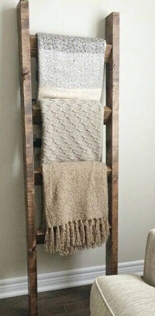 ladder blanket holder • etsy Rustic Ladder Decor, Wooden Floors Living Room, Wood Blanket Ladder, Industrial Chic Decor, Old Ladder, Rustic Ladder, Hemma Diy, Blanket Ladder, Design Case