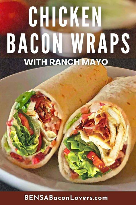 Chicken Bacon Wraps with Ranch Mayo Bacon Wraps, Ranch Wraps, Chicken Bacon Ranch Wrap, Too Hot To Cook, Dinner Ingredients, Chicken Crispy, Chicken Wrap Recipes, Ranch Salad, Bacon Sandwich