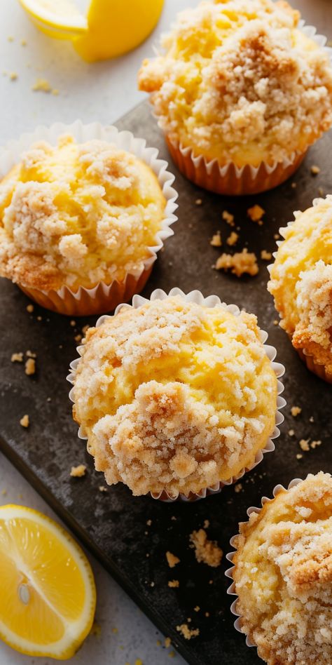 Lemon Crumb Muffins, Muffin Flavors, Crumb Muffins, Breakfast Platter, Cozy Breakfast, Summer Baking, Lemon Muffins, Lemon Glaze, Sweet Lemon