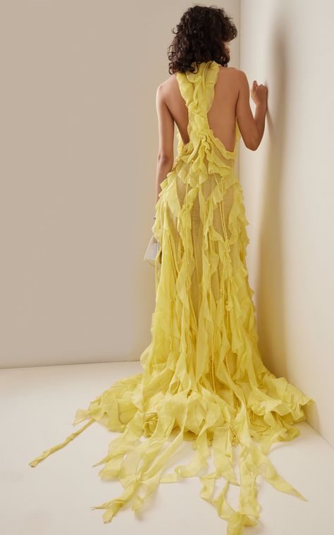 Dorothy Dandridge, Ruffle Linen, Looks Party, Silk Gown, Fashion Runway, Glam Dresses, Mellow Yellow, Summer 2022, Fancy Dresses