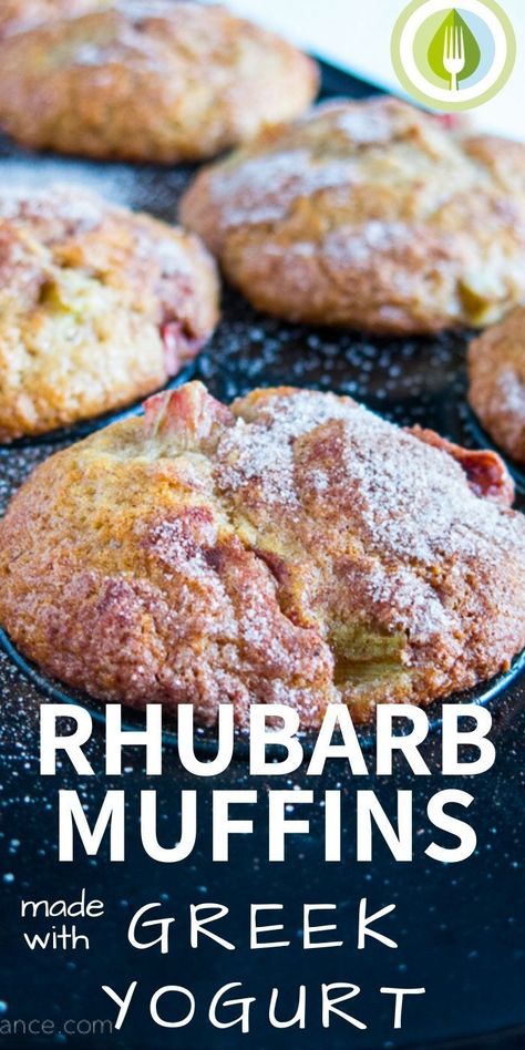 Recipes Rhubarb, Muffins With Greek Yogurt, Recipes Muffins, Fresh Rhubarb, Rhubarb Muffins, Rhubarb Desserts, Rhubarb Cake, Kolaci I Torte, Dessert Aux Fruits