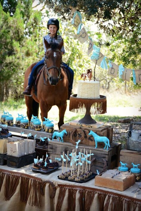 Rustic Horse Birthday Party on Kara's Party Ideas | KarasPartyIdeas.com (16) Horseback Riding Birthday Party, Horse Theme Birthday Party, Horse Birthday Party, Horse Themed Party, Horse Birthday Cake, Birthday Party Places, Pony Birthday Party, Country Birthday, Horse Birthday Parties