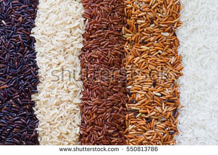 Jasmine rice, Brown rice, Red rice,Black rice, Mixed rice and Riceberry texture for background Paleo Rice, Types Of Rice, Rice Types, Forbidden Rice, Parboiled Rice, Whole Grain Rice, Healthy Rice, Rice Mix, Rice Varieties