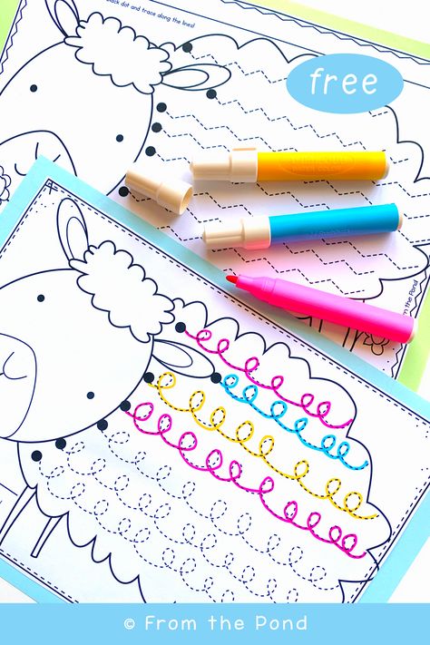 Farm Study Preschool, Lamb Activities For Kids, Farm Tracing Preschool, Lamb Activity, Pencil Control Worksheets Free, Color Activities Preschool, Pencil Control Activities, Tracing For Kids, Farm Animals Preschool