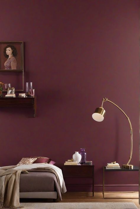 living room decorating,home interior decorating,designer interior decorating,paint color matching Burgundy Fireplace Wall, Merlot Sherwin Williams, Plum Hallway, Wine Colored Walls, Plum Wall Color, Color For Living Room Walls, Plum Accent Wall, Plum Office, Plum Wall