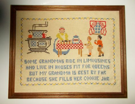 Vintage Cross Stitch Grandma Framed 1980 $24. Click the picture to see details/buy. Use coupon code 15PIN for 15% off anything in the shop! Grandma Poem, Grandma Frame, Stamped Cross Stitch, Finished Cross Stitch, Vintage Cross Stitch, Stitch Sampler, Completed Cross Stitch, Vintage Cross Stitches, Cross Stitch Samplers