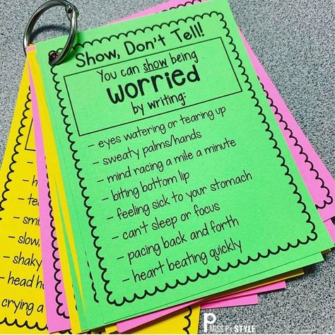 Show Don't Tell, Show Dont Tell, 5th Grade Writing, Third Grade Writing, 3rd Grade Writing, Writing Journals, Feelings Chart, 2nd Grade Writing, Writing Anchor Charts