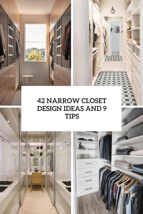 Long Narrow Closet Layout, Walk In Closet Ideas With Drawers, Narrow Walk Through Closet, Closet Organization Ideas Narrow Walk In, Narrow Closets Ideas, Walk In Wardrobe Doors Ideas, Narrow Walk In Closet Designs Layout, Walk In Wardrobe Narrow Space, Small Primary Closet Design