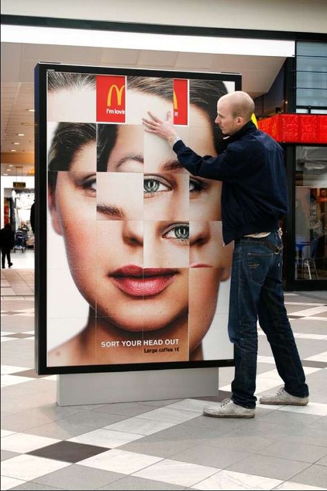 Puzzle Billboards: McDonald's Sort Your Head Out Campaign Guerrilla Advertising, Interactive Poster, Interactive Advertising, Funny Commercial Ads, Guerrilla Marketing, Clever Advertising, Commercial Ads, 광고 디자인, Publicidad Creativa